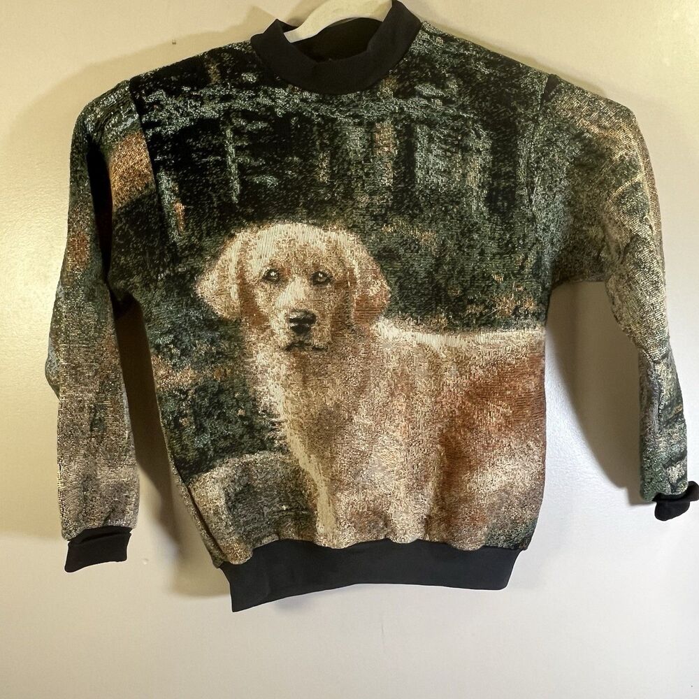 Vintage Wild Wings Collection Tapestry Sweater Golden Retriever USA Women Large